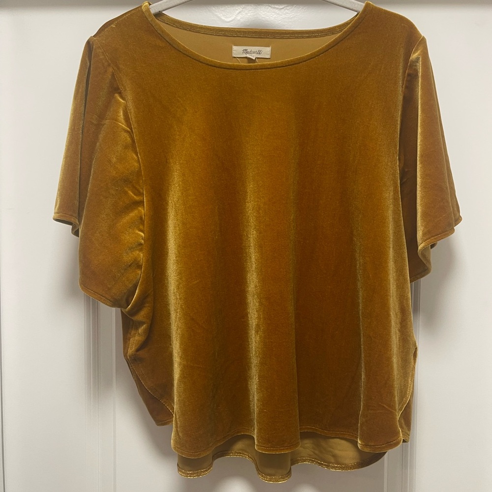 Madewell Velvet cropped flutter sleeve top